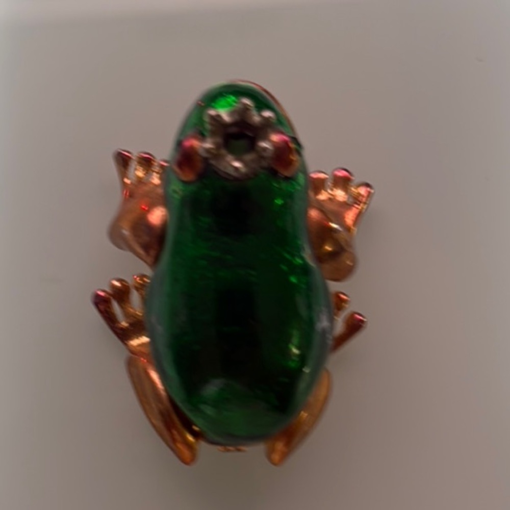 Frog Prince Trinket Box Green Gold   Magnetic Closure - Picture 5 of 7